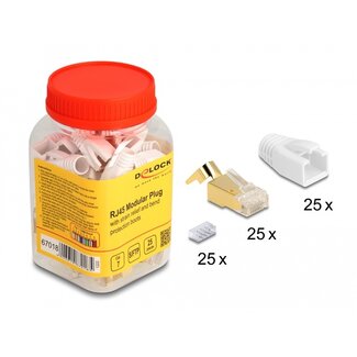 DeLOCK Delock RJ45 Modular Plug with strain relief and bend protection boots for Cat.7 round cables 25 pcs set