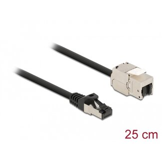 DeLOCK Delock Cable RJ45 plug to Keystone Module RJ45 jack Cat.6A 25 cm black