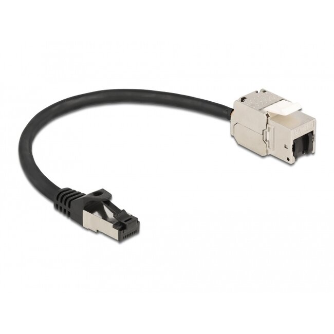 Delock Cable RJ45 plug to Keystone Module RJ45 jack Cat.6A 25 cm black