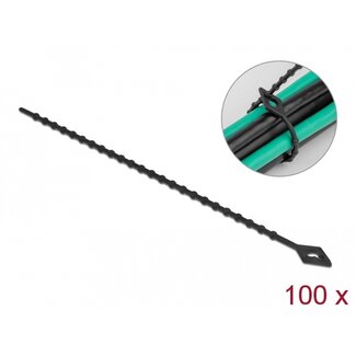 DeLOCK Delock Beaded Cable Tie reusable L 200 x W 2.4 mm black 100 pieces