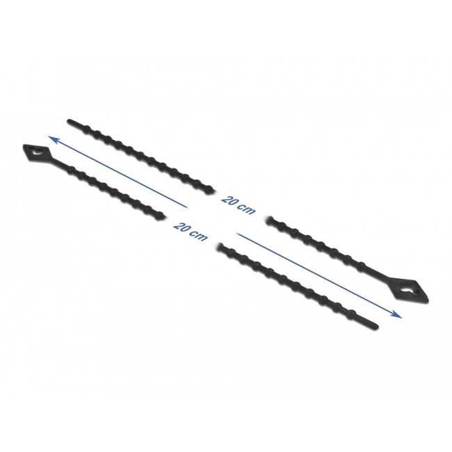 Delock Beaded Cable Tie reusable L 200 x W 2.4 mm black 100 pieces