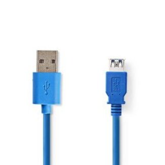 Nedis USB-Kabel | USB 3.2 Gen 1 | USB-A Male | USB-A Female | 5 Gbps | Vernikkeld | 2.00 m | Rond | PVC | Blauw | Doos