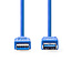 USB-Kabel | USB 3.2 Gen 1 | USB-A Male | USB-A Female | 5 Gbps | Vernikkeld | 2.00 m | Rond | PVC | Blauw | Doos