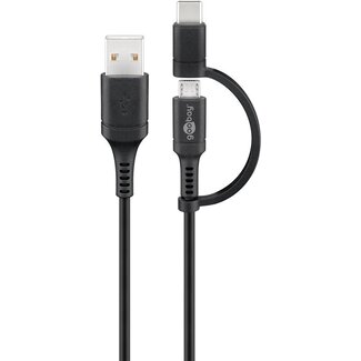 Goobay Goobay Charging and Synchronisation Combination Cable (with USB A to Micro-USB & USB-C™) 1 m