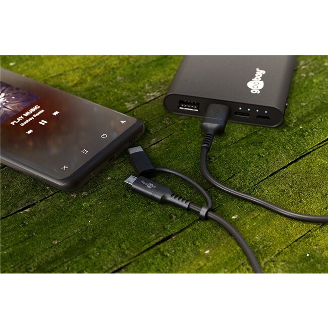 Goobay Charging and Synchronisation Combination Cable (with USB A to Micro-USB & USB-C™) 1 m