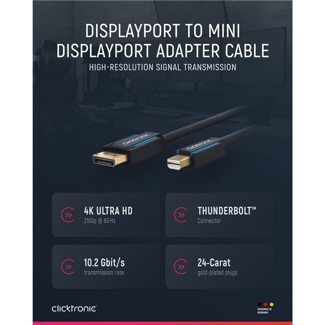 Clicktronic DisplayPort™ to Mini DisplayPort™ Adapter Cable 1 m
