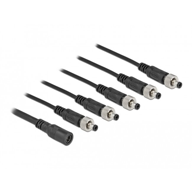 Delock DC Splitter Cable 5.5 x 2.1 mm 1 x female to 5 x male screwable