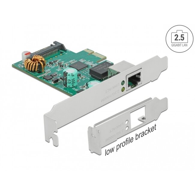 Delock PCI Express x1 Card 1 x RJ45 2.5 Gigabit LAN PoE+ RTL8125