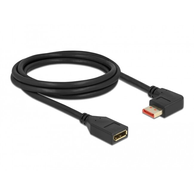 Delock DisplayPort extension cable male 90° left angled to female 8K 60 Hz 2 m