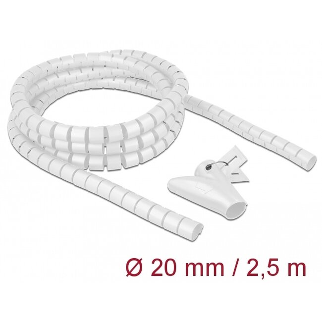 Delock Spiral Hose with Pull-in Tool 2.5 m x 20 mm white