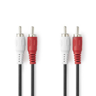 Nedis Stereo-Audiokabel | 2x RCA Male | 2x RCA Male | Vernikkeld | 2.00 m | Rond | Zwart | Label