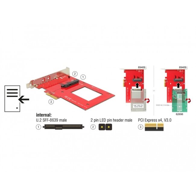 Delock PCI Express x4 Card > 1 x internal U.2 NVMe SFF-8639