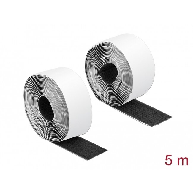 Delock Hook-and-loop tape self-adhesive L 5 m x W 50 mm black