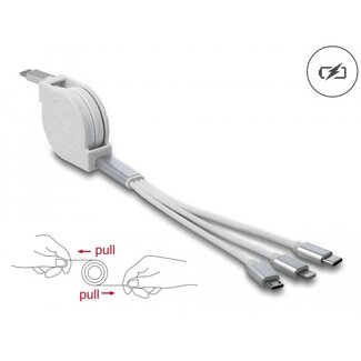 DeLOCK Delock USB Type-C™ 3 in 1 Retractable Charging Cable for Lightning™ / Micro USB / USB Type-C™ white