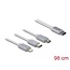 Delock USB Type-C™ 3 in 1 Retractable Charging Cable for Lightning™ / Micro USB / USB Type-C™ white