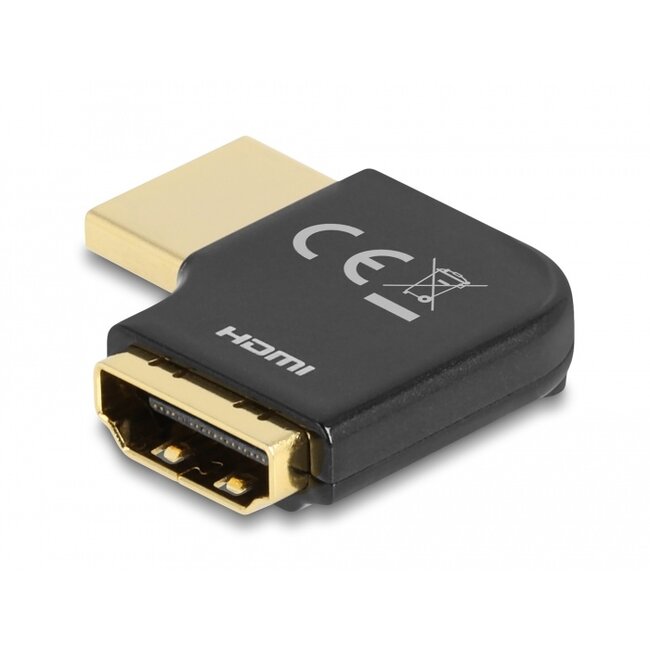 Delock HDMI Adapter male to female 90° right angled 8K 60 Hz metal