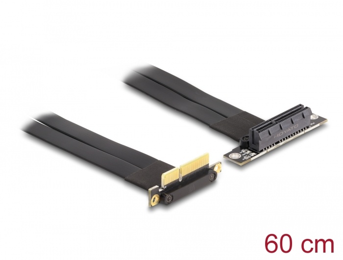 Delock Riser Card PCI Express x4 male 90° angled to x4 slot 90° angled with cable 60 cm |