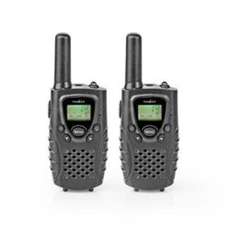 Nedis Walkie talkie Set | 2 Handsets | Tot 8 km | Frequentiekanalen: 8 | PTT / VOX | tot 2,5 uur | Koptelefoonoutput | Zwart