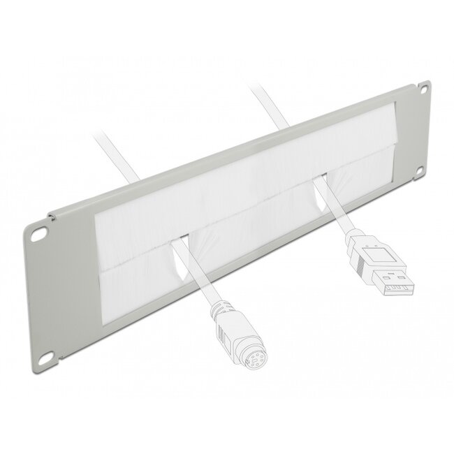 Delock 19″ Cable Management Brush Strip 2U grey