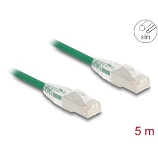DeLOCK Delock RJ45 Network Cable Cat.6A plug to plug with curved latch U/FTP Slim 5 m green