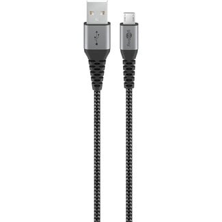 Goobay Goobay Micro-USB to USB-A Textile Cable with Metal Plugs (Space Grey/Silver), 2 m