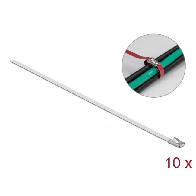 Delock Stainless Steel Cable Ties L 500 x W 4.6 mm white 10 pieces