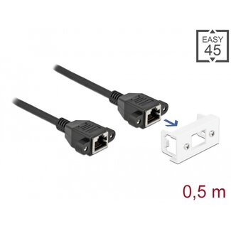 DeLOCK Delock Network Extension Cable for Easy 45 Module S/FTP RJ45 jack to RJ45 jack Cat.6A 50 cm black