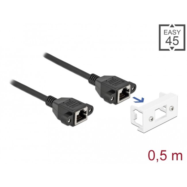 Delock Network Extension Cable for Easy 45 Module S/FTP RJ45 jack to RJ45 jack Cat.6A 50 cm black