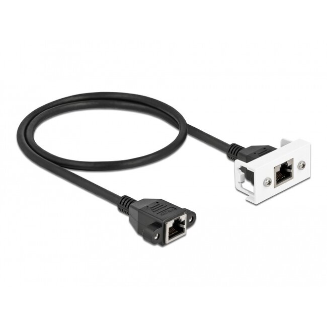 Delock Network Extension Cable for Easy 45 Module S/FTP RJ45 jack to RJ45 jack Cat.6A 50 cm black