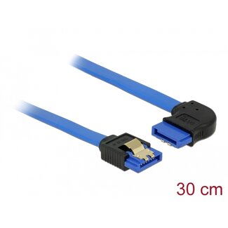 DeLOCK Delock Cable SATA 6 Gb/s receptacle straight > SATA receptacle right angled 30 cm blue with gold clips