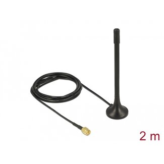 DeLOCK Delock ISM 433 MHz Antenna SMA plug 2 dBi omnidirectional with magnetic base and connection cable (RG-174, 2 m) black