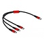 Delock USB Charging Cable 3 in 1 USB Type-C™ to Lightning™ / Micro USB / USB Type-C™ 30 cm black / red