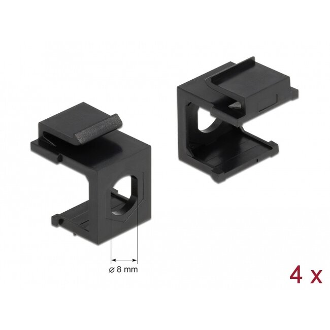Delock Keystone cover black with 8.0 mm hole 4 pieces