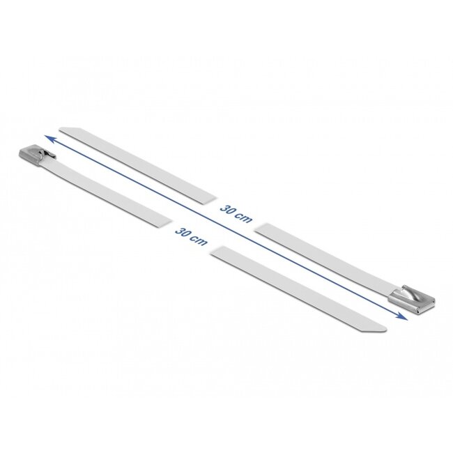 Delock Stainless Steel Cable Ties L 300 x W 7.9 mm white 10 pieces