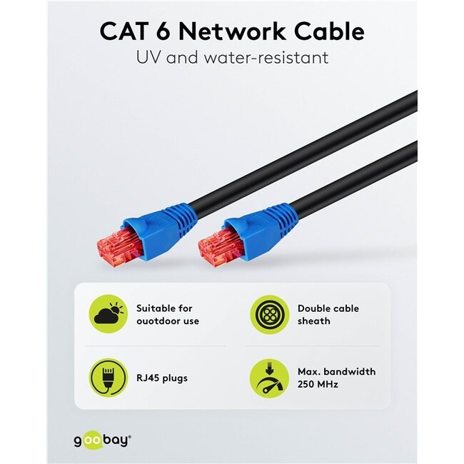 Goobay CAT 6 Outdoor Patch Cable, U/UTP, black 40 m