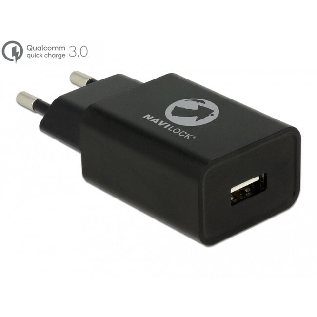 Navilock Charger 1 x USB type A with Qualcomm® Quick Charge™ 3.0 black