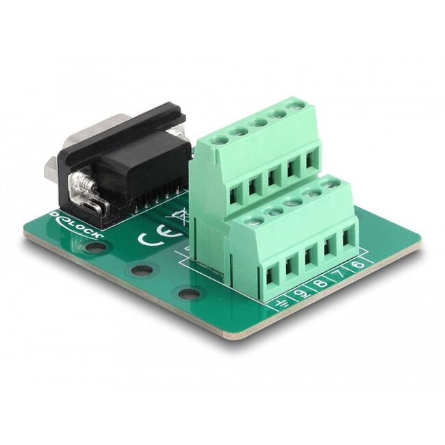 Delock D-Sub 9 pin male to Terminal Block for DIN rail