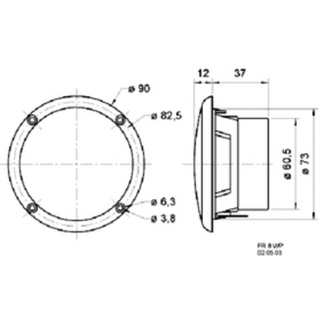 FR 8 WP - 4 Ohm (wit) - Zoutwaterbestendige 8 cm (3,3") full-range luidspreker