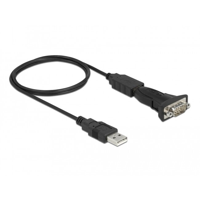 Delock Adapter USB 2.0 Type-A to 1 x Serial RS-232 D-Sub 9 pin male with nuts