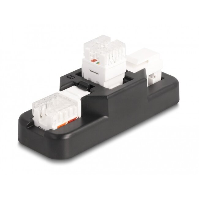 Delock Keystone LSA Set with clip-on holder RJ45 / RJ11 Cat.6 black