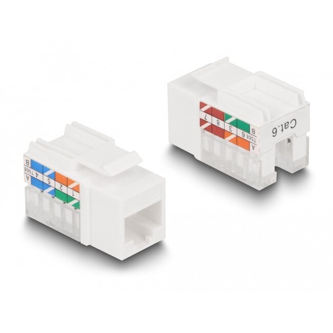 Delock Keystone LSA Set with clip-on holder RJ45 / RJ11 Cat.6 black