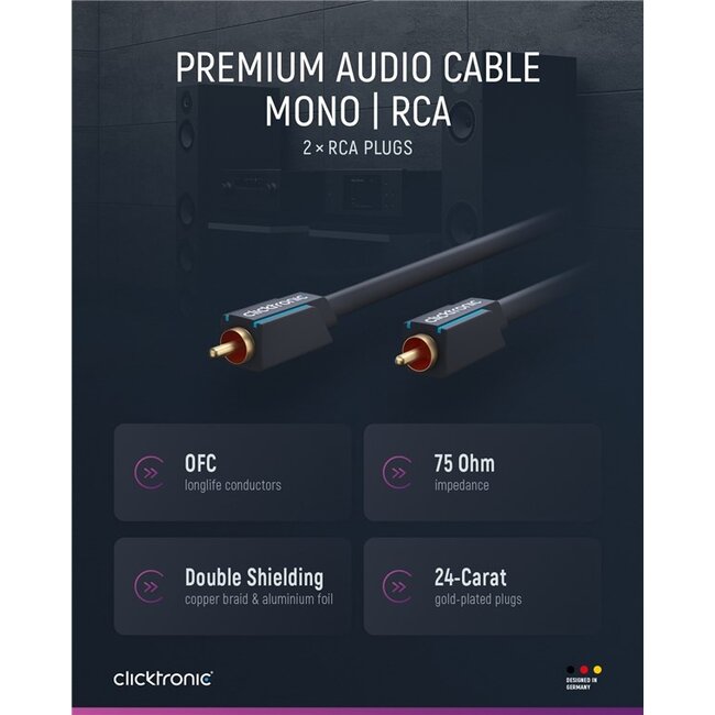 Clicktronic RCA Cable, Mono 1 m