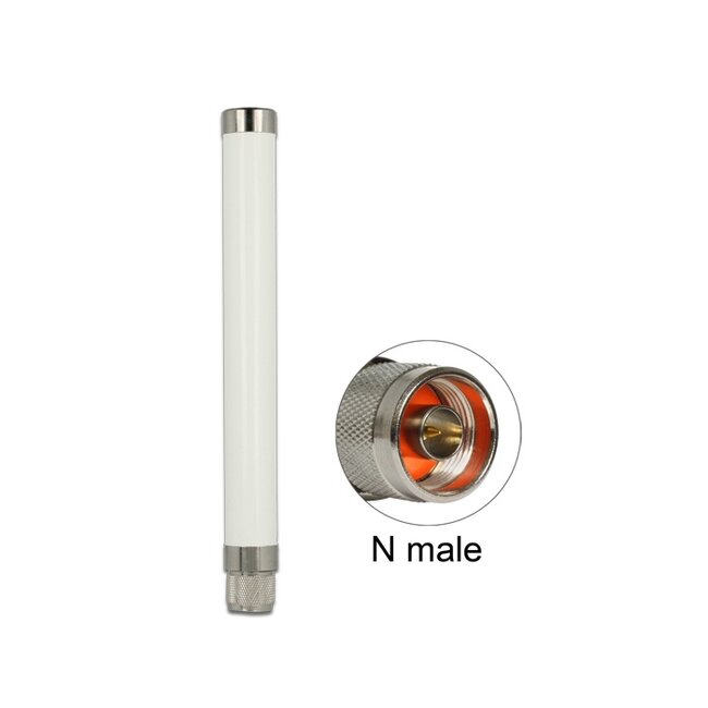 Delock LoRa 868 MHz Antenna N plug 1.89 dBi omnidirectional fixed outdoor white