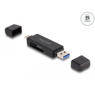 DeLOCK Delock Card Reader SuperSpeed USB 5 Gbps USB Type-C™ / Type-A for SD and Micro SD memory cards