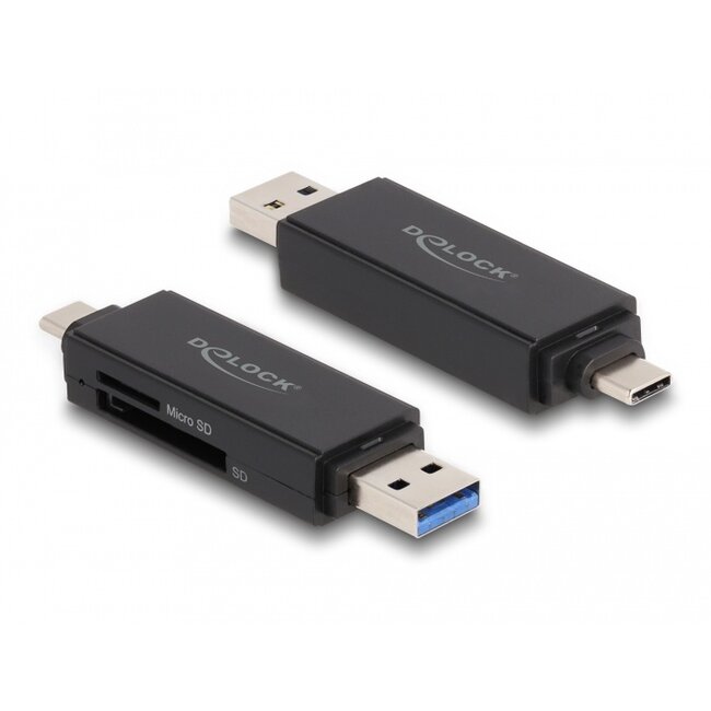Delock Card Reader SuperSpeed USB 5 Gbps USB Type-C™ / Type-A for SD and Micro SD memory cards