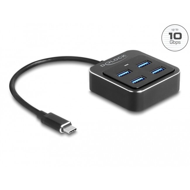 Delock USB 3.2 Gen 2 USB Type-C™ Hub with 4 x USB Type-A female – 10 Gbps