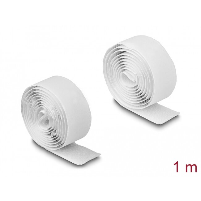Delock Hook-and-loop tape self-adhesive L 1 m x W 20 mm white