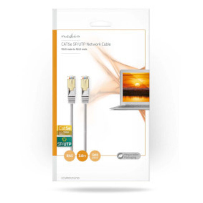 CAT5e Netwerkkabel | SF/UTP | RJ45 Male | RJ45 Male | 3.00 m | Rond | PVC | Grijs | Polybag