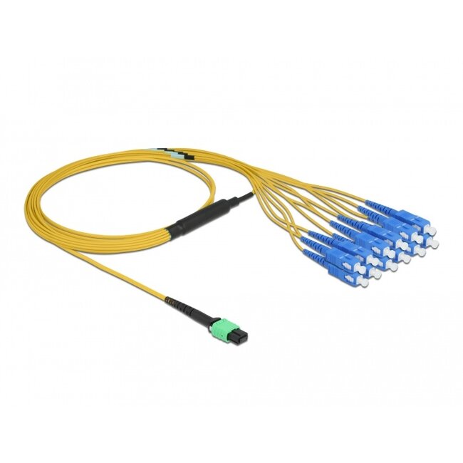 Delock Optical Fiber Cable MPO female to 12 x SC Simplex male, Single-mode, 9/125 µm, 2 m
