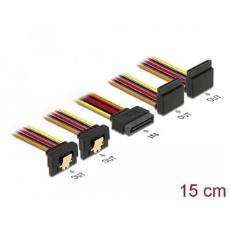 DeLOCK Delock Cable SATA 15 pin power plug with latching function > SATA 15 pin power receptacle 2 x down / 2 x up 15 cm